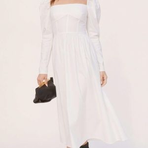 Reformation White Luce Midi Cotton Dress Small